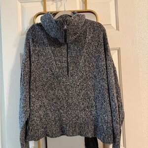LOFT Charcoal Half-Zip Turtleneck Sweater